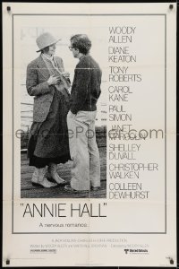 3t043 ANNIE HALL 1sh 1977 full-length Woody Allen & Diane Keaton in a nervous romance!