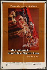 3t046 ANY WHICH WAY YOU CAN 1sh 1980 cool artwork of Clint Eastwood & Clyde by Bob Peak!