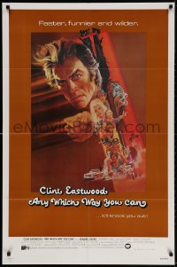 3t047 ANY WHICH WAY YOU CAN int'l 1sh 1980 cool artwork of Clint Eastwood & Clyde by Bob Peak!