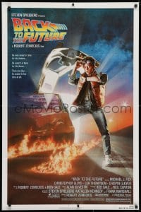 3t058 BACK TO THE FUTURE NSS style 1sh 1985 art of Michael J. Fox & Delorean by Drew Struzan!
