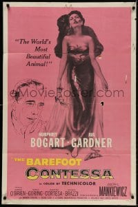 3t064 BAREFOOT CONTESSA 1sh 1954 Humphrey Bogart & art of sexy full-length Ava Gardner!