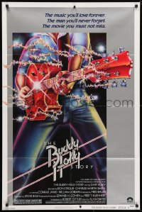 3t131 BUDDY HOLLY STORY style B 1sh 1978 Gary Busey, great art of electrified guitar, rock 'n' roll