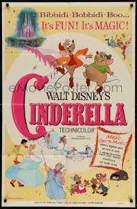 3t159 CINDERELLA 1sh R1973 Disney's classic musical cartoon, the greatest love story ever told!