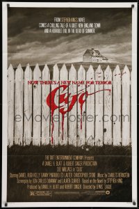3t185 CUJO 1sh 1983 Stephen King, horrifying artwork of bloody fence & house by Robert Tanenbaum!