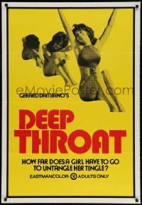 3t207 DEEP THROAT 28x41 1sh 1972 how far does Linda Lovelace have to go to untangle her tingle!