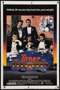 3t222 DINER 1sh 1982 Barry Levinson, Kevin Bacon, Daniel Stern, Mickey Rourke, art by Joe Garnett!