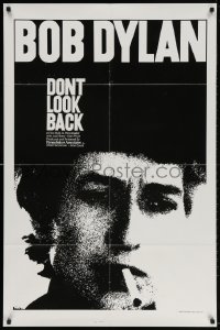 3t235 DON'T LOOK BACK 1sh R1983 D.A. Pennebaker, super c/u of Bob Dylan with cigarette in mouth!