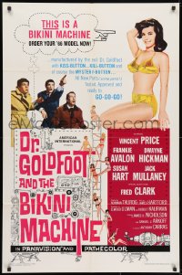 3t239 DR. GOLDFOOT & THE BIKINI MACHINE 1sh 1965 Vincent Price, sexy babes with kiss & kill buttons!