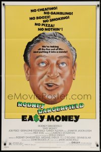 3t252 EASY MONEY 1sh 1983 wacky headshot artwork of screwball Rodney Dangerfield!