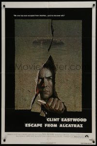 3t266 ESCAPE FROM ALCATRAZ 1sh 1979 cool artwork of Clint Eastwood busting out by Lettick!