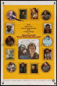 3t269 EVERY WHICH WAY BUT LOOSE teaser 1sh 1978 Clint Eastwood & Clyde the orangutan, lots of images