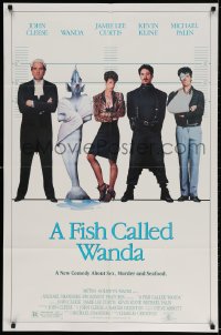 3t296 FISH CALLED WANDA 1sh 1988 John Cleese, Jamie Lee Curtis, Kline & Palin in police line up!
