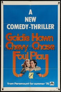 3t307 FOUL PLAY teaser 1sh 1978 Goldie Hawn & Chevy Chase, screwball comedy!