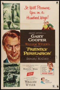 3t312 FRIENDLY PERSUASION 1sh 1956 Gary Cooper will pleasure you in a hundred ways!