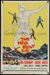 3t315 FROM HELL TO TEXAS 1sh 1958 cool full-length art of Don Murray w/rifle, Diane Varsi, Man Hunt
