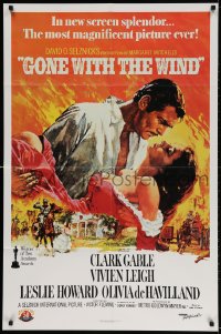 3t334 GONE WITH THE WIND 1sh R1989 Terpning art of Gable carrying Leigh over burning Atlanta!
