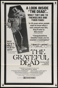 3t341 GRATEFUL DEAD MOVIE 1sh 1977 Jerry Garcia in concert, wonderful skeleton & coffin image!