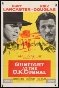 3t349 GUNFIGHT AT THE O.K. CORRAL 1sh 1957 Burt Lancaster, Kirk Douglas, directed by John Sturges!