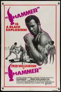 3t353 HAMMER 1sh 1972 Bernie Hamilton, Vonetta McGee, Fred Williamson flexes his muscles!