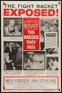 3t363 HARDER THEY FALL style B 1sh 1956 Humphrey Bogart, Rod Steiger, boxing classic, great images!