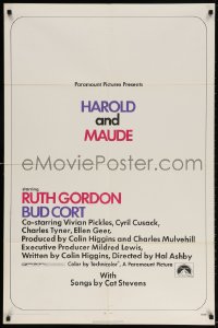 3t364 HAROLD & MAUDE 1sh 1971 Ruth Gordon, Bud Cort is equipped to deal w/life!