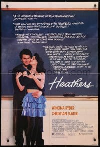 3t371 HEATHERS 1sh 1989 great image of really young Winona Ryder & Christian Slater!