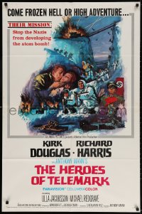 3t382 HEROES OF TELEMARK 1sh 1966 Kirk Douglas & Richard Harris stop Nazis making atom bomb!