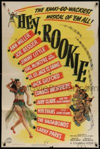 3t383 HEY ROOKIE 1sh 1943 Ann Miller, Joe Besser, Jimmy Little, khaki-go-wackiest musical!