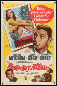 3t391 HOLIDAY AFFAIR style A 1sh 1949 sexy Janet Leigh is what Robert Mitchum wants for Christmas!