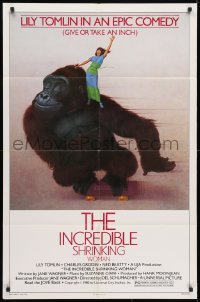 3t428 INCREDIBLE SHRINKING WOMAN style B 1sh 1981 Lettick art of Lily Tomlin, gorilla on skateboard!