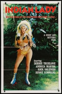 3t429 INDIAN LADY 1sh 1981 Ray Dennis Steckler, wacky Native American girl in roller skates!