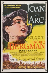 3t460 JOAN OF ARC 1sh R1957 Victor Fleming, different close up art of Ingrid Bergman!
