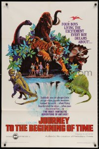 3t465 JOURNEY TO THE BEGINNING OF TIME 1sh 1966 4 boys live their dream of fighting dinosaurs!