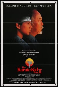 3t471 KARATE KID PART II advance 1sh 1986 great profile of Pat Morita as Mr. Miyagi, Ralph Macchio!