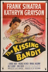 3t481 KISSING BANDIT 1sh 1948 art of Frank Sinatra playing guitar & romancing Kathryn Grayson!