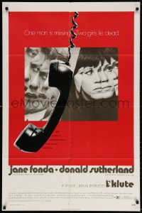 3t483 KLUTE 1sh 1971 Donald Sutherland & Jane Fonda, dangling telephone, cool alternate design!