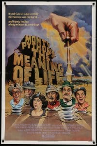 3t581 MONTY PYTHON'S THE MEANING OF LIFE 1sh 1983 Garland artwork of the screwy Monty Python cast!
