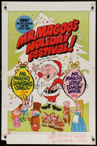 3t587 MR. MAGOO'S CHRISTMAS CAROL/MR. MAGOO'S LITTLE SNOW WHITE 25x38 1sh 1970 great cartoon artwork!