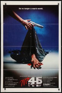 3t588 MS. .45 1sh 1981 Abel Ferrara cult classic, cool body bag image and bloody hand!