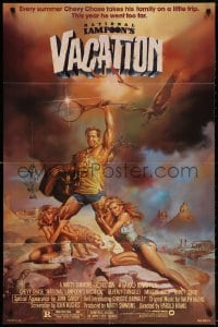 3t597 NATIONAL LAMPOON'S VACATION studio style 1sh 1983 Chevy Chase and cast by Boris Vallejo!