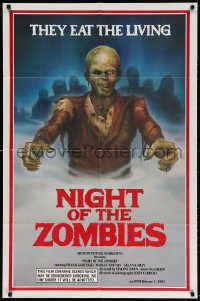 3t607 NIGHT OF THE ZOMBIES 1sh 1984 the creeping dead devour the living flesh, cool Thompson art!