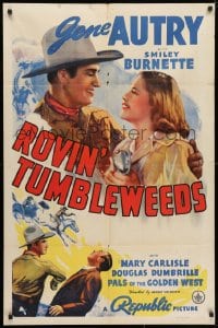 3t735 ROVIN' TUMBLEWEEDS 1sh 1939 singing cowboy Gene Autry, Smiley Burnette, Mary Carlisle!