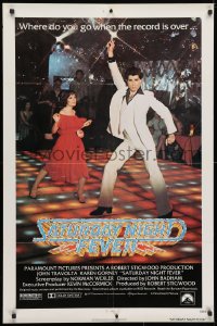 3t740 SATURDAY NIGHT FEVER 1sh 1977 best image of disco John Travolta & Karen Lynn Gorney!