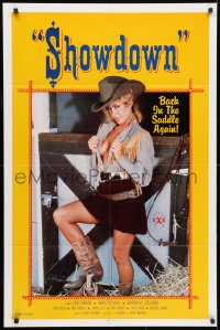 3t762 SHOWDOWN 1sh 1986 sexy cowgirl Gina Carrera is back in the saddle again!