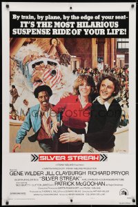 3t766 SILVER STREAK 1sh 1976 art of Gene Wilder, Richard Pryor & Jill Clayburgh by Gross!