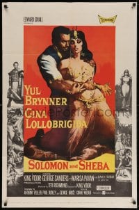 3t782 SOLOMON & SHEBA 1sh 1959 Yul Brynner with hair & super sexy Gina Lollobrigida!