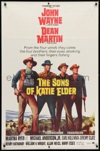 3t788 SONS OF KATIE ELDER 1sh 1965 line up of John Wayne, Dean Martin & more + Martha Hyer!
