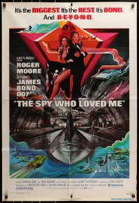 3t797 SPY WHO LOVED ME 1sh 1977 great art of Roger Moore as James Bond by Bob Peak!