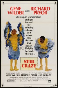 3t814 STIR CRAZY 1sh 1980 Gene Wilder & Richard Pryor in chicken suits, directed by Sidney Poitier!