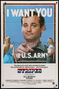 3t827 STRIPES style B int'l 1sh 1981 Ivan Reitman classic military comedy, Bill Murray wants YOU!